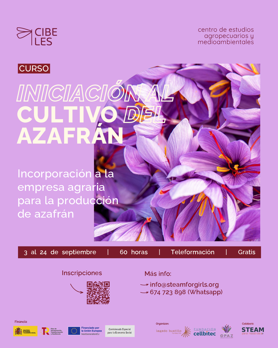 Incorporación a la empresa agraria para la producción de azafrán